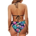 thumbnail image 6 of Chririnla Women's Tropical Hibiscus Floral Halter Bikini Set - Sexy Tie Side Two Piece Swimsuit for Beach Vacation & Pool Party, Quick Dry, XS-2XL, 6 of 9
