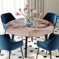 thumbnail image 5 of Elastic Fitted Round Tablecloth, Marble Brown Waterproof Stretch Table Cover for 36"-44" Tables, Modern Abstract Ink Painting Luxury Washable Outdoor Tablecloths for Patio, Picnic, Camping, 5 of 9