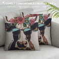 thumbnail image 3 of Cow Decorative Throw Pillow Cover Case,Funny Cow with Floral Wreath and Round Sunglass Cotton Linen Outdoor Pillow Cases Square Standard Cushion Covers for Sofa Couch Bed, 3 of 5