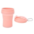 thumbnail image 2 of Taza de café plegable de silicona con aislamiento térmico y buen sellado, con pajita, 550 ml, color rosa, 2 of 14