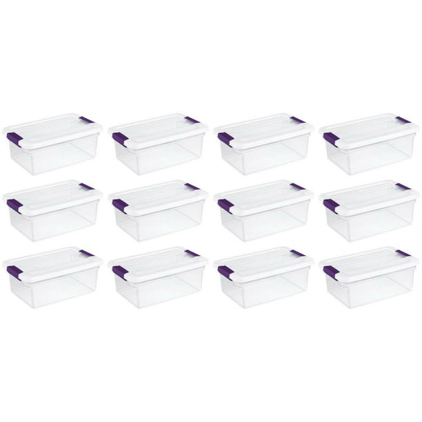 12 Pack Sterilite 15-Quart Clear View Latch Box Storage Lid Bin Tote ...