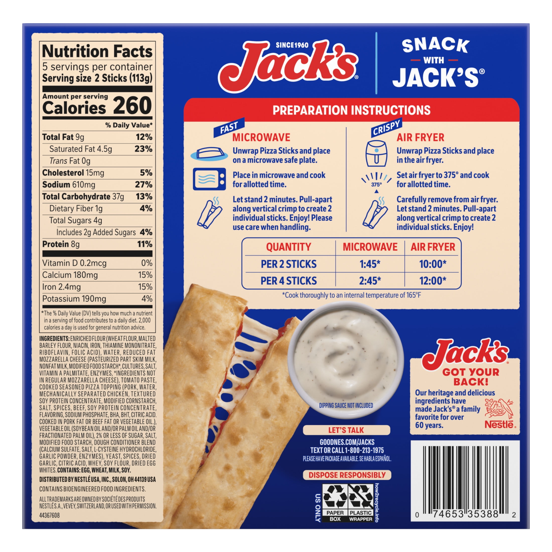 Jack's Sausage Pizza Stick Snacks, 20 oz (Frozen)
