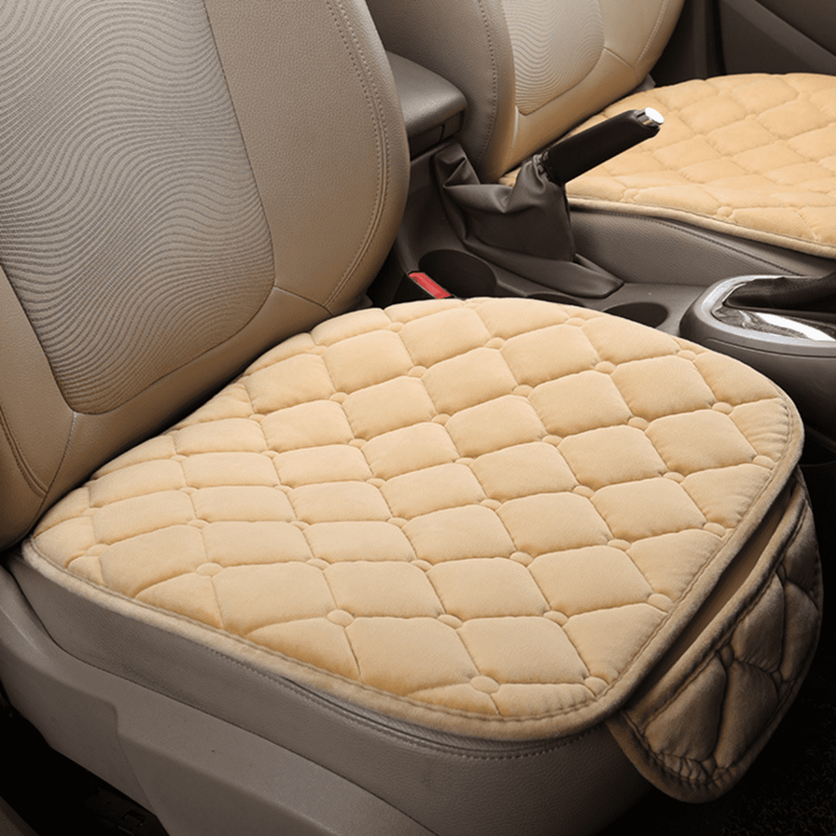 Brown Universal Front Row Car Seat Cover Pad Mat Chair Cushion Rhombus