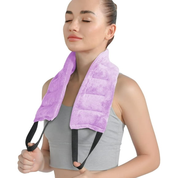 FrostHike Heating Pad Microwavable Multi Purpose Heated Wrap for Neck Shoulders Back, Sore Muscles and Cramps Pain Relief, Moist Heat Therapy Pack with Handles, Reusable Microwave Neck Warmer, Purple