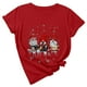 thumbnail image 2 of Puntoco Camiseta de cuello redondo para mujer Camiseta de manga corta con estampado de copo de nieve de enano navideño Puntoco Puntoco-9157, 2 of 8