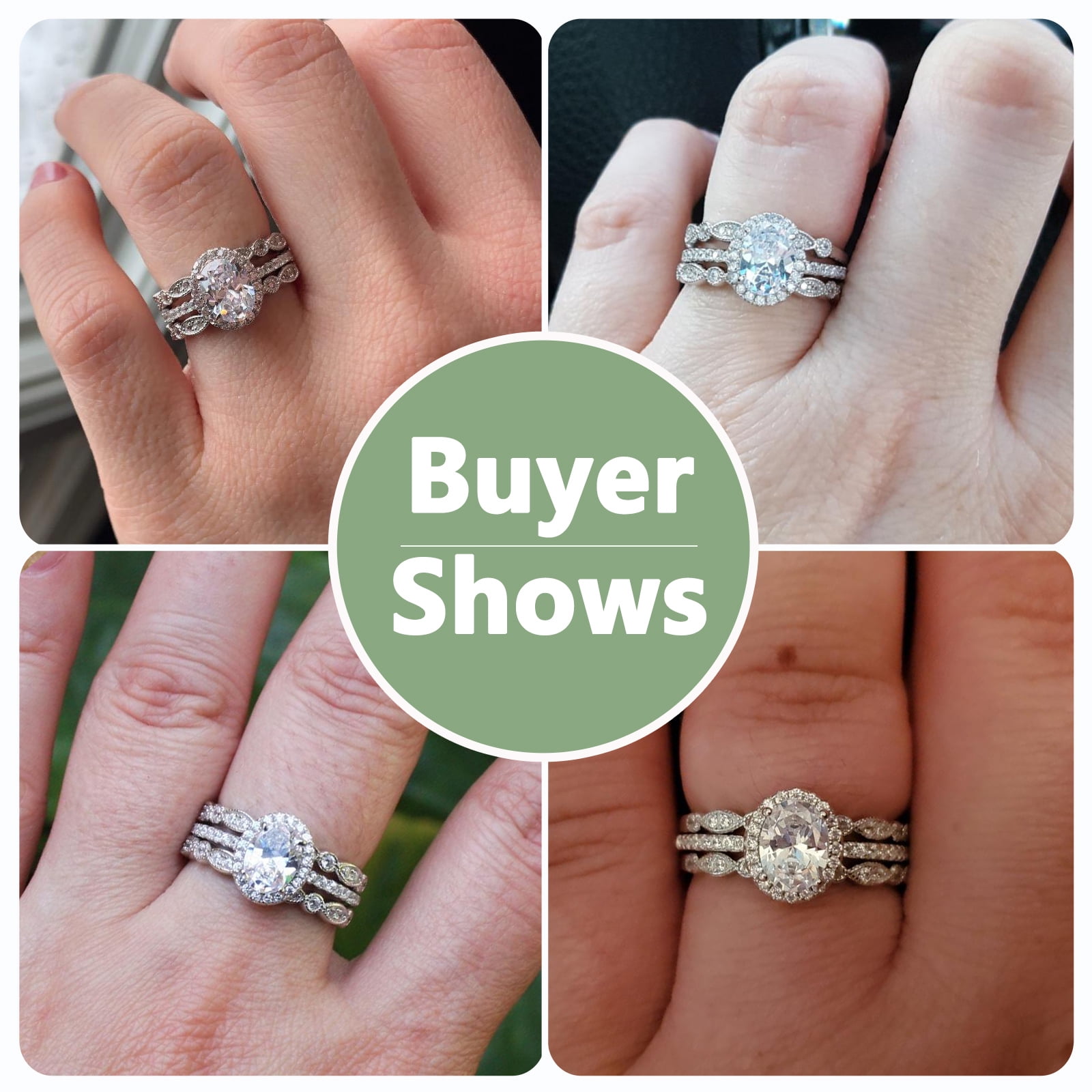 Newshe Jewellery Engagement Sets Wedding Rings for Women 925 Sterling Silver 3pcs White Cz Size 6