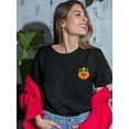 thumbnail image 2 of Cat Pumpkin Pin T-Shirt Women -Rose Khan Designs, Female Large, 2 of 4