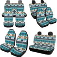 thumbnail image 3 of Uorisanigo Western Aztec 10 Pieces Cars Seat Covers Full Set with Steering Wheel Cover and Car Seat Belt Pad Cover Car Water Cup Coaster Keychains Comfortable Elastic Suitable for Cars, SUVs, 3 of 7