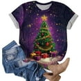 thumbnail image 5 of Kedxroy Christmas Shirt Women Christmas Print T Shirt Vintage Graphic Short Sleeve Tops Tees(Purple,L), 5 of 6