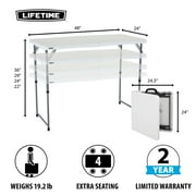 Lifetime 4-Foot Height-Adjustable Fold-In-Half Table, White Granite