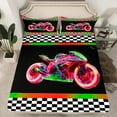 thumbnail image 2 of Erosebridal Teens Sports Bed Sheets Set Twin Size, Motorcycle Bed Sheets Twin, Racing Checkered Decor 3pcs, 2 of 7