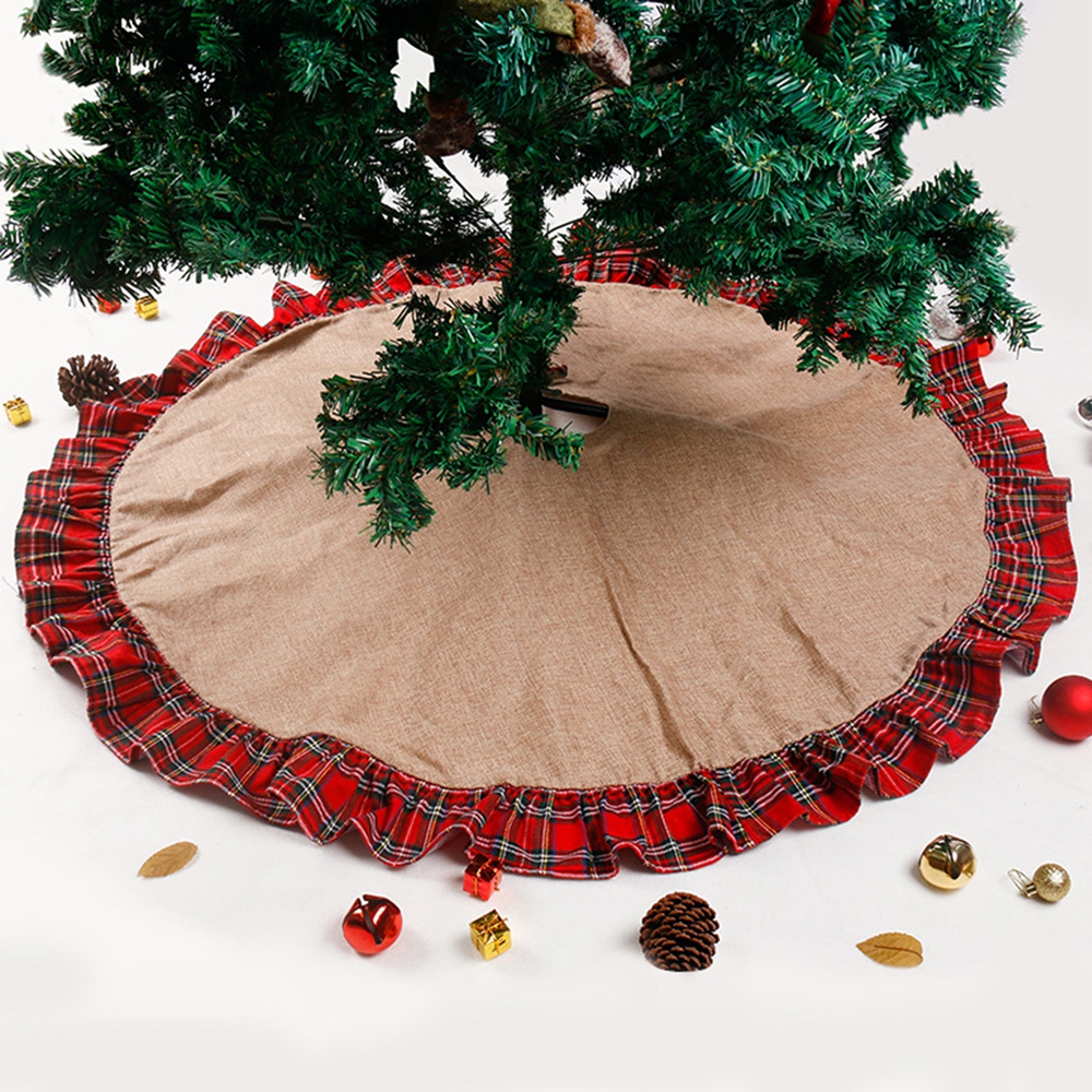 48 Inch Christmas Tree Skirt Linen Burlap Xmas Tree Skirt Christmas