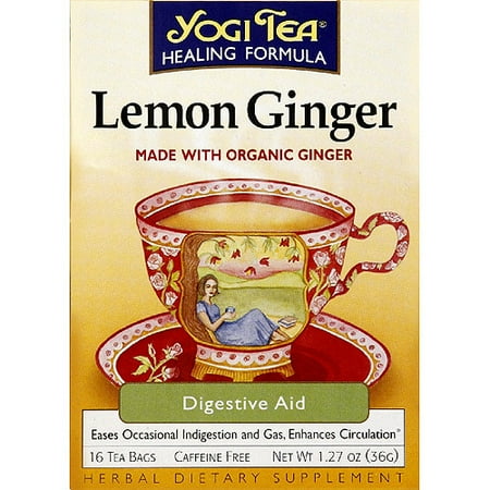 Yogi Tea Lemon Ginger Healing Formula Herbal Tea Bags, 16 count, (Pack of 6)