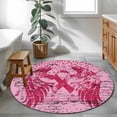 thumbnail image 3 of Small Round Rug 3Ft Washable Non-Slip, Pink Ribbon Circle Area Rugs for Living Room Bedroom, Wings Romantic Love Heart Flowers Retro Country Indoor Floor Mats Carpet Runner for Home Decor, 3 of 8