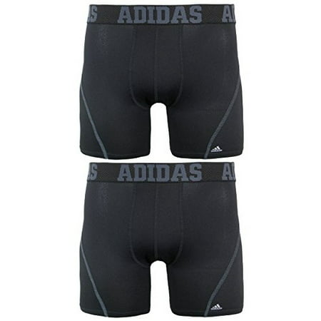 adidas Men's Sport Performance Climacool Boxer Brief Underwear (2-Pack), Black/Thunder Grey,