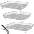 thumbnail image 3 of 3 Pcs Stackable Air Fryer Racks with Tong Stainless Steel Multi-layer Dehydrator Racks Air Fryer Accessories, 3 of 8