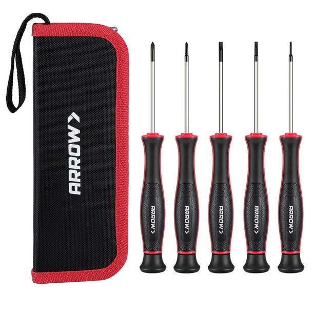 Juego de destornilladores de precisión ARROW de 5 piezas con bolsa de acero Cr-V