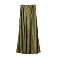 thumbnail image 5 of Womens Summer Skirts Wrapped Hip Slimming High Waist Patchwork Vintage Plain Elegant Maxi Skirts Army Green S-XL, 5 of 5