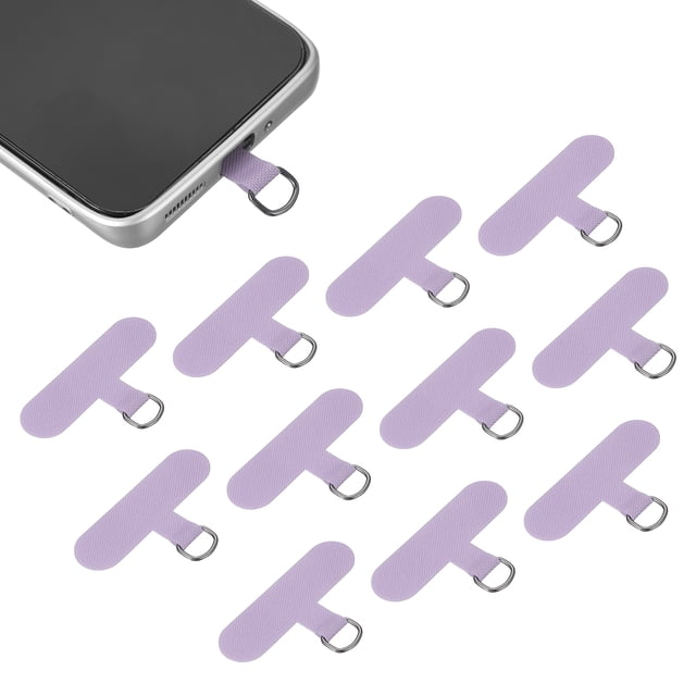 12pcs Phone Tether Tab, Universal Phone Lanyard Patch T Shape Cell Phones Strap Replacement Part for Most Smartphone Cases, Purple
