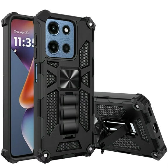 For Motorola Moto G 5G 2025 Machine Design Hybrid with Kickstand - Black