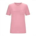 thumbnail image 4 of QUNYINEY V Neck T Shirts for Women Casual Solid Short Sleeve Tops with Pocket Plus Size Loose Pullover Shirts, 4 of 5