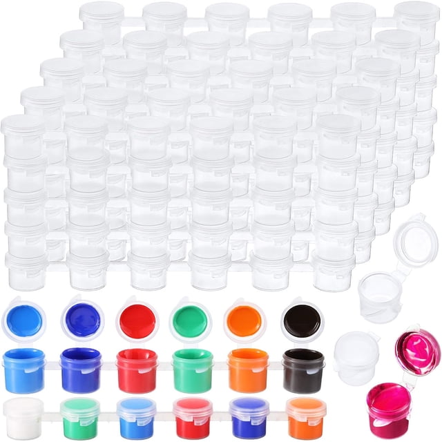 100 Tiras 600 Macetas Tiras de Pintura Vacías Mini Macetas de Pintura Contenedor de Almacenamiento de Plástico Transparente para Arte Manualidades para Festivales