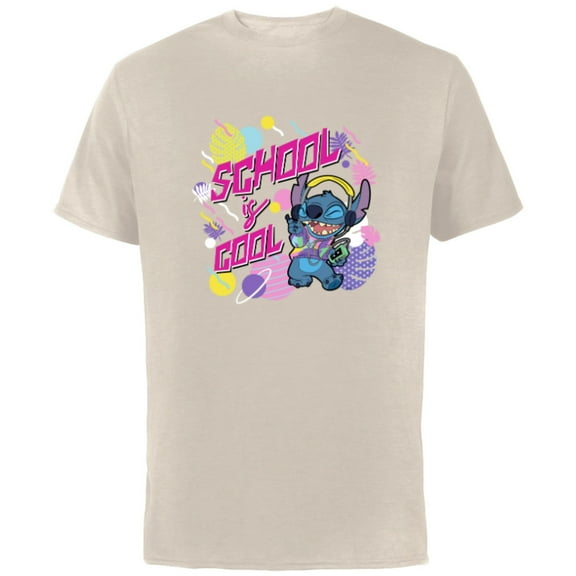 Disney Stitch School is Cool - Short Sleeve Cotton T-Shirt for Adults - Customized-Natural