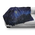 thumbnail image 3 of Constellation Soft Flannel Fleece Blanket, Illustration of Zodiac Signs in Geometric Circle Horoscopes Sun, Cozy Plush for Indoor and Outdoor Use, 60" x 80", Pale Blue Indigo Yellow, by Ambesonne, 3 of 6