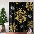 thumbnail image 4 of Christmas Gold Snowflake Shower Curtains for Bathroom, Winter Xmas Black Background Waterproof Fabric Shower Curtain for Bathroom Bathtub Decoration, Machine Washable, 72"x72", 4 of 9