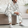 thumbnail image 7 of Salouo Gray Rabbit Print Button-Front Long Sleeve Pajama Set for Men, Soft 2Pjs Men's Long Sleeve Sleepwear-Medium, 7 of 7