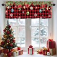 thumbnail image 3 of Christmas Curtain Valance for Windows Snowflake Pine Tree Ball Xmas Winter Red Black Check Plaid Rod Pocket Window Treatments 1 Panel Short Curtains for Kitchen Windows Bathroom Bedroom,54 x 18 Inch, 3 of 6