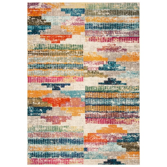 SAFAVIEH Madison Jytte Abstract Area Rug, Ivory/Multi, 5'3" x 7'6"