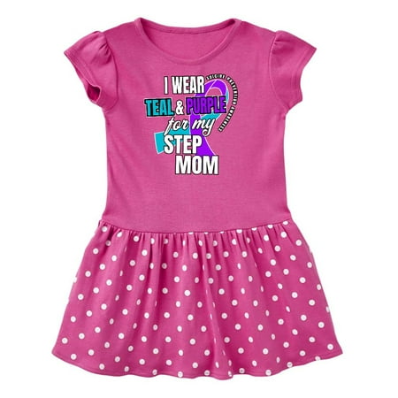 

Inktastic Suicide Prevention I Wear Teal and Purple for My Step Mom Gift Toddler Girl Dress