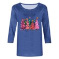 thumbnail image 4 of LbsKUS Cute Christmas Tree Shirts Womens Funny Xmas Gifts Tops 2024 Dressy Casual Crewneck Holiday T Shirts Loose Fit Three Quarter Length Sleeve Blouse(Blue,L), 4 of 4