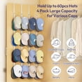 thumbnail image 3 of Over Door Hat Organizer - 4 Packs Metal Hanging Hat Rack with 16 Hooks Design, Baseball Cap Hanger Organizer Storage Holds up to 80 Caps for Door, Bedroom, Closet, 3 of 9