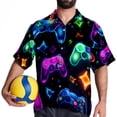 thumbnail image 4 of Game Controller Men's Short Sleeve Printed Button Down Beach Shirt Casual Summer Unisex Tops with Spread Collar, 4 of 6