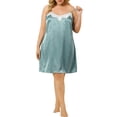 thumbnail image 3 of Agnes Orinda Women's Plus Size Lace Trim Sleeveless Cami Slip Print Pajamas Nightgowns, 3 of 7