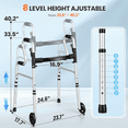 thumbnail image 4 of Naipo Narrow Folding Walker for Seniors 3 in 1 Folding Walker with 5 inches Front Wheels Width Adjustable Compact Standard Walker Support Up to 300lbs, 4 of 10