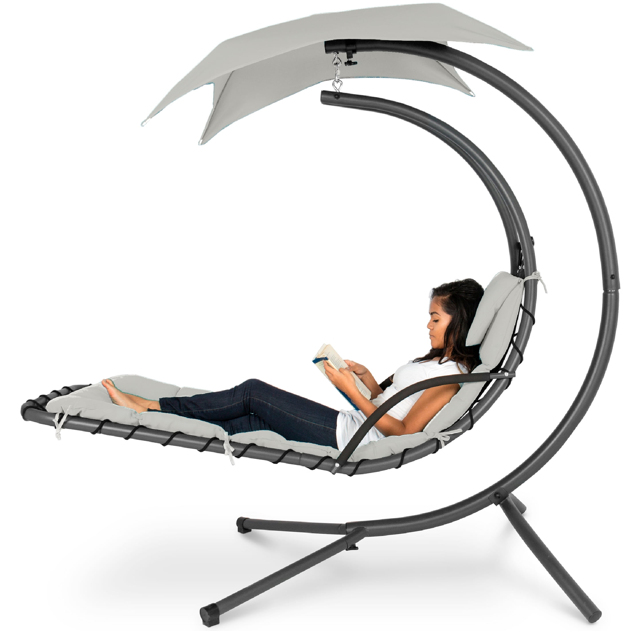 Best Choice Products Hanging Curved Chaise Lounge Chair Swing for