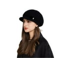 thumbnail image 2 of Women's Brimmed Beanie, Winter Knit Cloche Hat with Slouchy Crown, Trendy Fedora Design for Ladies, One Size Fits Most Cold Weather Cap, 2 of 5