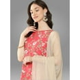 thumbnail image 5 of Janasya Women's Pink Moss Digital Floral Printed Pant Set with Scarf, 5 of 7