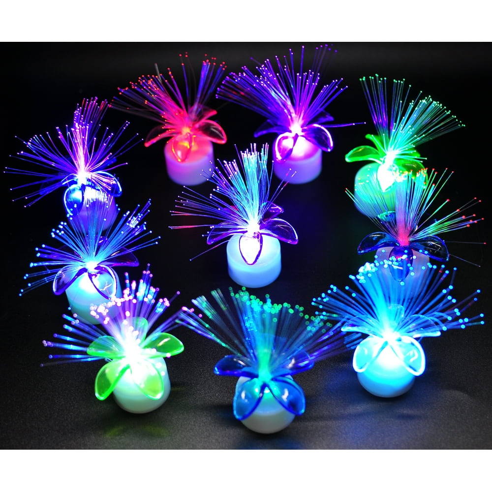 12 Fiber Optic Lamps Small Light Up Flowers Wedding Tulips Decor