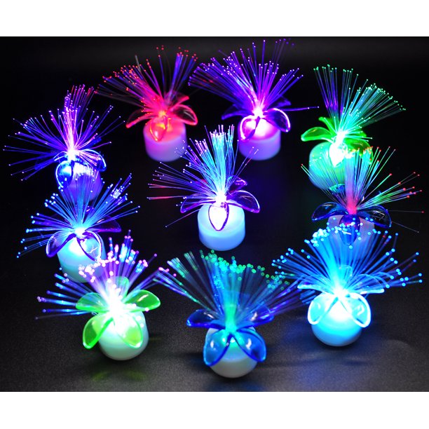 12 Fiber Optic Lamps Small Light Up Flowers Wedding Tulips Decor