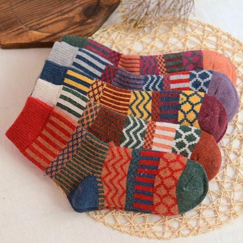 NEW 5 Pairs Womens Wool Cashmere Warm Soft Thick Casual Multicolor Winter Socks