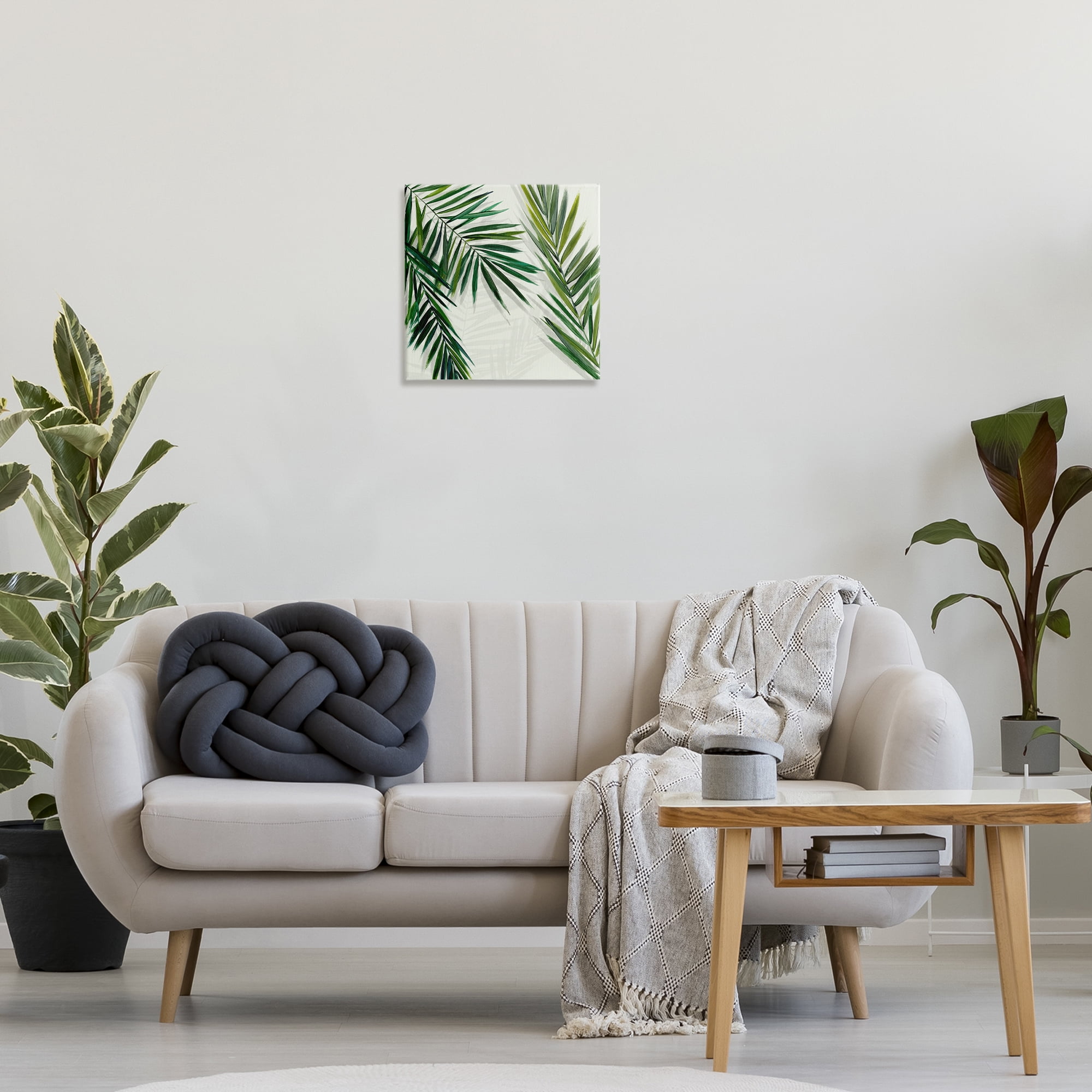 Stupell Industries Restful Palms with Shadows Plants & Flowers Painting Wrapped Canvas Art Print Wall Art, 17 x 17