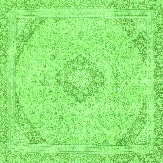 Ahgly Company Indoor Square Abstract Green Modern Area Rugs, 6' Square
