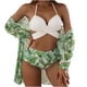 thumbnail image 4 of Traje de baño de bikini con estampado de tres piezas para mujer con estampado de bloques de color y cordones de talla grande Fridja nalpqowj23578, 4 of 9