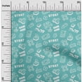 thumbnail image 2 of oneOone Cotton Jersey Aqua Blue Fabric Game Video Game Doodle Sewing Material Print Fabric By The Yard 58 Inch Wide, 2 of 4
