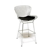 Nicer Furniture Counter Stool Chromed Steel Wire Frame Counter Height Stool - Black, Set of 2