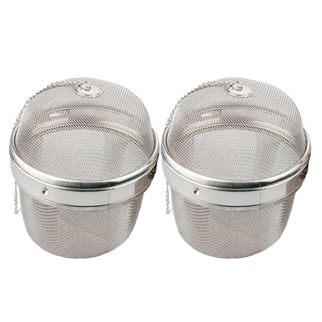 2x Infusor De Acero Inoxidable Colador Malla Filtro De Té Cuchara Bola De Especias 13cm